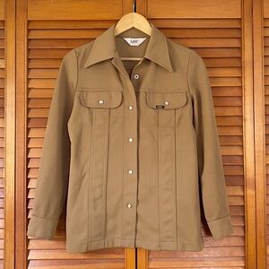 Vintage LEE Shirt Women's Size XS-Small Pearl Snap Brown Western Cowboy 70s